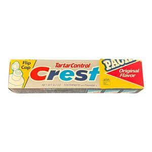 Vintage 1988 Crest Tartar Control Toothpaste Original Flavor 8.2 OZ Flip Top Cap